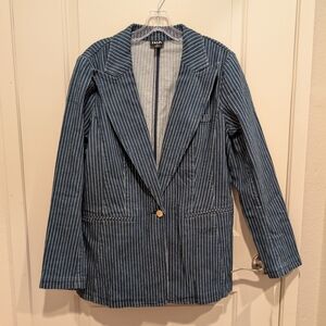 INC International Concepts Women's Blue Striped Jacket Size Medium